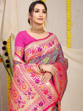 Vasudha Chex Golden Zari Worked Heavy Banarasi Light Rama Saree